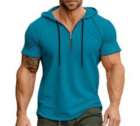 My Orders Items Summer Clothes for Men Men's Summer Hooded Sports American Zipper Solid Color Shirt Smart Casual T Shirts for Men UK Fashion Clothes Big and Tall Mens Tops Mint Green