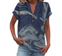 My Orders Items Women's Summer Cap Sleeve T-Shirt Fashion Printed Button V Neck Going Out Party Tunic Tops Lounge Baggy Casual Shirts Summer Tops for Women Same Day Delivery