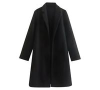 My Orders Ladies Elegant Overcoat UK Fall Winter Long Sleeve Woolen Coat 2024 Fashion Solid Color Cardigan Jacket Casual Mid Length Lapel Neck Tops Womens Business Office Jacket