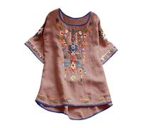 My Orders Ladies Tops UK Sale Clearance Oversized Vintage Embroidery National Loose Plus Size T Shirt Top White Cotton t Shirt Women Tops Deals of The Day Plus Size S-4XL