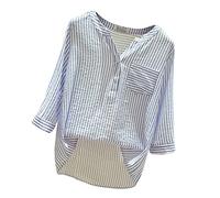 My Orders Ladies Tops UK Sale Clearance Womens Button Down Oversized Shirts Striped Classic Long Sleeve Collared Office Work Blouses Top Womens Tops Deals of The Day Plus Size 8-18