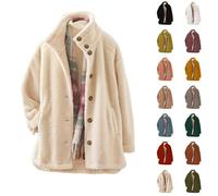 My Orders Lightning Deals Today Fleece Jacket Women Winter Warm Solid Color Fleece Coat With Pockets Oversized Long Sleeve Fluffy Cardigan Casual Button Down for Women