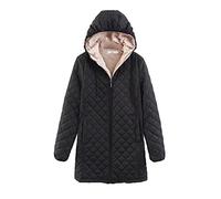My Orders Lightning Deals Today Ladies Winter Coats Women'S Checked Lamb Velvet Cotton Jacket Fashion Slim-Fit Zipper Solid Color Warm Hooded Long Sleeve Limited Time Deals (Black, L)