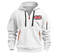 My Orders Men's Hoodies UK Casual Long Sleeve 1/4 Zip Up Drawstring Sweatshirt Funny Solid Color Flag Printed Pullover Tops Winter Oversized Warm Jumper Blouse with Pockets