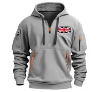 My Orders Men's Hoodies UK Casual Long Sleeve 1/4 Zip Up Drawstring Sweatshirt Funny Solid Color Flag Printed Pullover Tops Winter Oversized Warm Jumper Blouse with Pockets