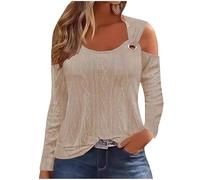 My Orders Placed 2024 Sexy Cold Shoulder Tops for Women UK Fall Fashion 3/4 Sleeve V Neck Tunic Shirts Ladies Elegant Hollow Out Eyelet Blouse Dressy Casual Solid Color Loose Fit Tee Shirts