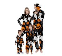 My Orders Placed Family Matching Halloween Pajamas UK 2024 Fashion Long Sleeve Zipper Jumpsuit Funny Pumpkin Ghost Bat Graphic Sleepwear Outfits Fall Winter Hooded Family Matching Nightweat