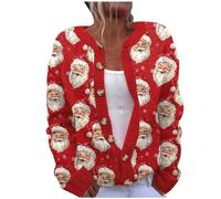 My Orders Placed Oversized Knit Cardigan for Women UK 2024 Christmas Long Sleeve Button Down Coat Funny Xmas Tree Santa Snowflake Print Jacket Winter Fashion Going Out Loose Fit Sweater Tops