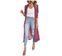 My Orders Placed Recently by Me Crochet Cardigans for Women Women's Long Velvet Cardigan Jacket Lapel Collar Open Front Vintage Maxi Duster Cardigan Gifts for Women Sale Clearance Hot Pink