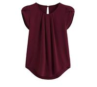 My Orders Placed Recently by Me Going Out Tops for Women UK Neck Shirt Casual Round Solid Blouse Sleeve Short Sleeve Chiffon Color Short Today Deals Red