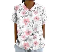 My Orders Placed Recently by Me Linen Shirts for Women Summer Short Sleeve Tops Casual Lapel Neck Button Back Blouses Ladies Floral Print Tshirts UK 2024 Fashion Plus Size Tee Blouses
