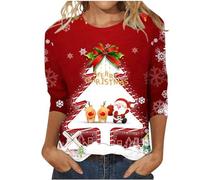 My Orders Placed Recently by Me Oversized T Shirt Women Christmas Shirts for Women Glitter Xmas Tree Printed 3/4 Sleeve Tops Blouses Dressy My Order was Not Delivered My Orders Amazon