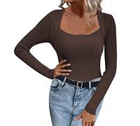 My Orders Placed Recently By Me Personalised Sweatshirt Women Women's Sexy Slim Solid Color Square Neck Knitting Sweater In Autumn And Winter Long Warehouse Sale Clearance (Coffee, M)