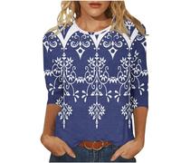 My Orders Placed Recently By Me Plus Size Feather Top Women's Spring/Summer Round Neck Flower Print Loose Casual 3/4 Sleeve T Shirt Summer today's Deals of The Day Best Graphic Tees