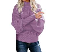 My Orders Placed Recently By Me Tunic Sweatshirt for Women Women's Winter New Mid Neck Loose Long Sleeve Knitted Solid Color Sweater Plus Size Prime Deals Today 2024 (Purple, L)