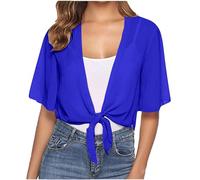 My Orders Placed Women's Cardigan Summer Half Sleeve Open Front Shirts UK 2024 Fashion Chiffon Tie Front Tops Ladies Casual Solid Blouses Dressy Comfy Loose Fit Tee Elegant Shirts