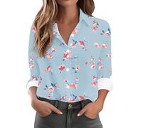 My Orders Placed Womens Casual Shirts UK 2025 Spring Summer Long Sleeve Collared Button Down Blouse Dressy Trendy Floral Printed Tops Ladies Elegant Going Out T-Shirt Loose Fit Shirts
