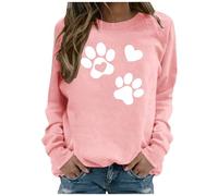 My Orders Placed Women's Sweatshirts Funny Love Heart Dog Paw Print Pullover Tops UK Casual Long Sleeve Crewneck Sweater 2024 Fall Winter Fashion Solid Color Loose Fit Jumper Blouses