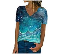 My Orders Plus Size Tops for Women UK Sale Clearance Bohemian Short Sleeve V Neck Top Dressy Floral Print Tunic Tops Loose Fit Tshirts Ladies Elegant Loungewear Homewear Cozy Blouse Streetwear Party