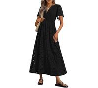 my orders summer dresses maxi women wedding guest party evening dress short sleeve casual boho v neck hollow out eyelet ruffle swing a line cotton long beach holiday essentials dresses plus size uk 14