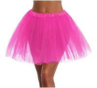 My Orders The Deal Ladies Elasticated Waist Skirts Womens Pleated Short Skirt Adult Tutu Dancing Skirt 3 Layered Summer Skirts Elastic Waist A Line Pretty Fashion Hot Pink