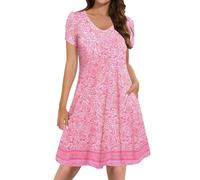 My Orders The Deal Petite Summer Dresses Womens Summer A Line Dress with Pockets Short Sleeve Dresses Flowy Beach Swing Dress 2025 Vacation Dressy for Womens UK Women Dressy Plus Size Pink