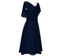 My Orders The Deal Summer Dresses for Women UK Plus Size Fashion Chiffon Solid Color Maxi Dress Elegant Pleated Crew Neck Wedding Gown Dress Womens Summer Dresses Womens Black Dress Funeral
