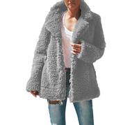 My Orders UK My Recent Orders Holiday Cardigans for Women Women's Autumn and Winter Coat Colid Color Lapel Long Sleeved Coat Thick Plush Coat Today 2024 Grey