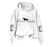 My Orders UK My Recent Orders Ladies Sweatshirts And Hoodies Women's Horse Heartbeat Horse Lover Casual Hoodie Casual Long Sleeve Sweatshirt Soft Black of Friday Deals for Women (White, S)