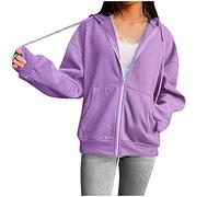 My Orders UK My Recent Orders Sweatshirts for Women UK Clearancee Women'S Street Long Sleeve Coat Sweatshirt Hooded Zipper Solid Color Coat Casual Lightning Deals of The Day Today Sale (Purple, L)