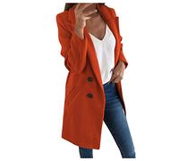 My Orders Warehouse Deals Clearance Jackets for Women UK Plus Size Woman Artificial Wool Elegant Blend Coat Slim Female Long Coat Outerwear Jacket Womens Deals Of The Day Sale Prime (Orange, M)