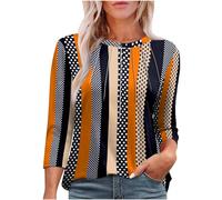 My Orders Women's 3/4 Sleeve Shirts UK Trendy Pleated Crewneck Tops 2025 Spring Casual Floral Printed Blouse Dressy Comfy Loose Fit T-Shirt Ladies Elegant Going Out Tee Shirts