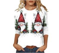 My Orders Womens Christmas Blouse UK 2024 Fashion Going Out Shirts Casual 3/4 Sleeve Crewneck Tunic Tops Cute Xmas Gnome Snowman Cow Graphic T-Shirts Lightweight Loose Fit Tee