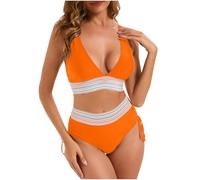 My Orders, Women's high Waisted Bikini Set for Women UK, 2 Piece Tummy Control Swimwear top Bottoms, Adjustable Straps Ladies Swimming Costume,Todays Offers Special Deals Orange