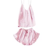 My Orders Womens Silk Pjs Pajamas for Women UK Sets 2PCS Ladies Summer Short Pjs for Women Sets Adjustable Shoulder Straps Vest Plus Size Sexy Lingerie Set Satin Lace Travel Essentials Nightwear Sales