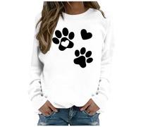 My Orders Women's Sweatshirts Funny Love Heart Dog Paw Print Pullover Tops UK Casual Long Sleeve Crewneck Sweater 2024 Fall Winter Fashion Solid Color Loose Fit Jumper Blouses