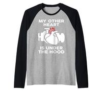 My Other Heart is Under The Hood Quote Raglan Baseball Tee