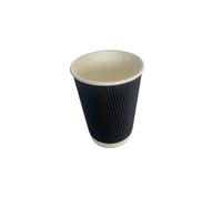 My Packaging 12oz Ripple Black Disposable Coffee Cups - Insulated Triple Wall Cups for Hot Drinks, Takeaway. Pack of 50