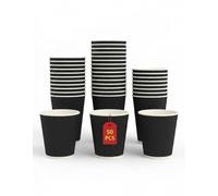 My Packaging 12oz Ripple Black Paper Cups for Hot Drinks - Strong Triple Wall Insulated Black Coffee Cup. Reusable, Recyclable, Disposable Takeaway Tea Cups, Without Lids. Hot Drinks Cups. x 50 Pack