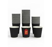 My Packaging 12oz Ripple Black Paper Cups for Hot Drinks - Strong Triple Wall Insulated Black Coffee Cup. Reusable, Recyclable, Disposable Takeaway Tea Cups, Without Lids. Hot Drinks Cups. x 100 Pack