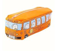 My Pallet Ltd | Creative Zipped Canvas Bus Pencil Case with Cat Design for use as a Pencil Case, Office Stationery, Make Up Bag, Paint Brush, Student Organiser, Unisex Gift (Orange)