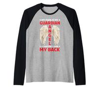My Papa Is My Guardian Angel He Watches Over My Back - Raglan Baseball Tee