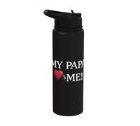 My papa Loves (Heart Shape) me! Stainless Steel Insulated Water Bottle