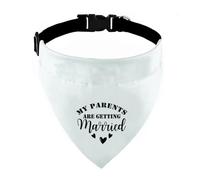 My Parents are Getting Married Dog Bandana with Adjust Buckle, Wedding Announcement Dog Bandana, Adjustable Pet Collar with Quick Release Buckle for Small Medium Large Pet (White)