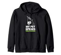 My Parrot Speaks Three Languages Funny Pet Cockatoo Bird Zip Hoodie