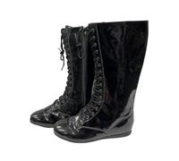 My Party Shirt Black Adult Wrestling Boots - Pro Wrestler Costume Shoes - Faux Patent Leather High-Top Lace-Up - Halloween Boxer Superhero, Black, 14