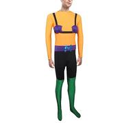 My Party Shirt Mermaid Man Spandex Costume - Adult Halloween Outfit - TV Show Cosplay Deluxe Orange Suit & Accessories (Orange, Adult XXL)
