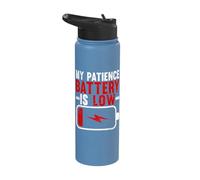 My Patience Battery is Low Funny Exhausted Stainless Steel Insulated Water Bottle