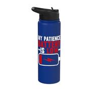 My Patience Battery is Low Funny Exhausted Stainless Steel Insulated Water Bottle