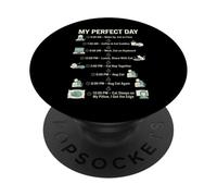 My Perfect Day Cat Schedule Funny Cat Lover Feline Life PopSockets Adhesive PopGrip